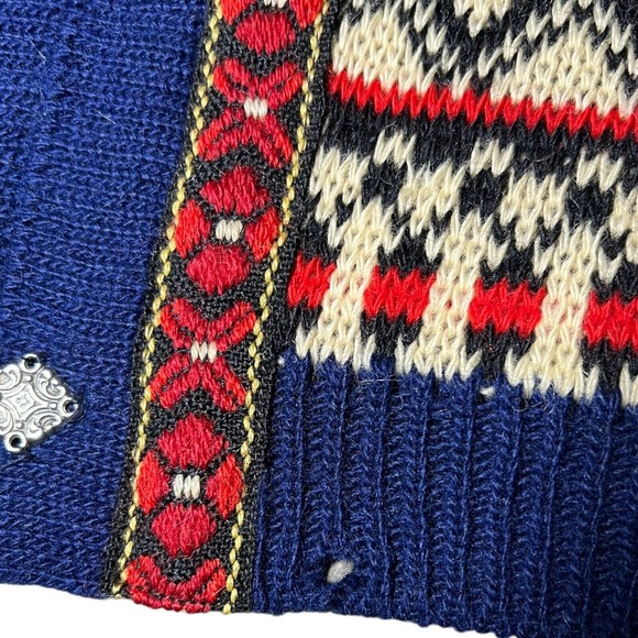 Vintage Gann Sporty Ren Ny Ull Knit Blue Cardigan Sweater Metal Hooks Women’s 50 - Picture 5 of 10